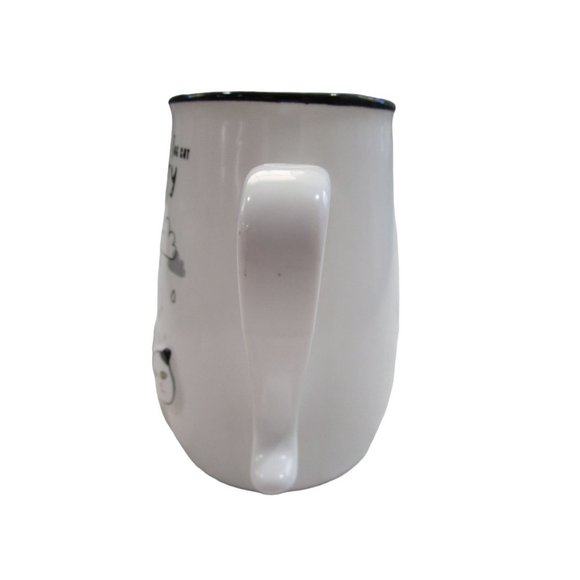 Black and White Cat Under Rain Clouds Pet Diary Mug Unmarked Unsigned EUC - Picture 10 of 13